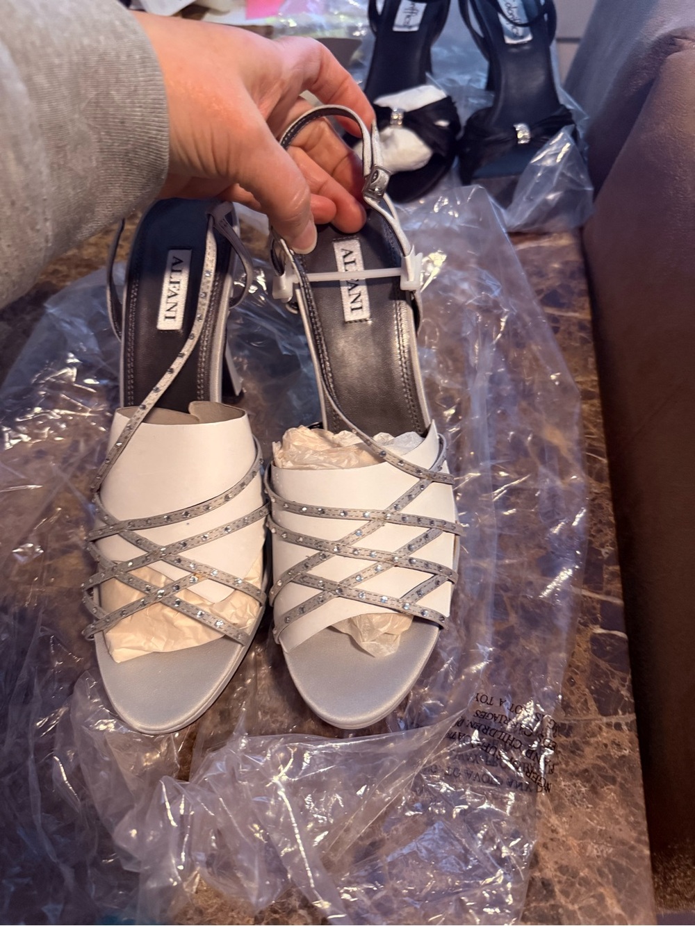 Alfani Gray Satin Slingback Special Occasion Heels NWOT